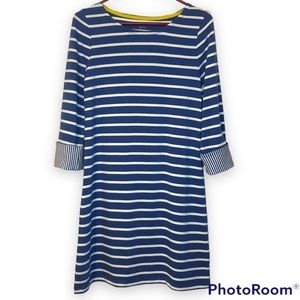 Boden Blue and White Striped Dress